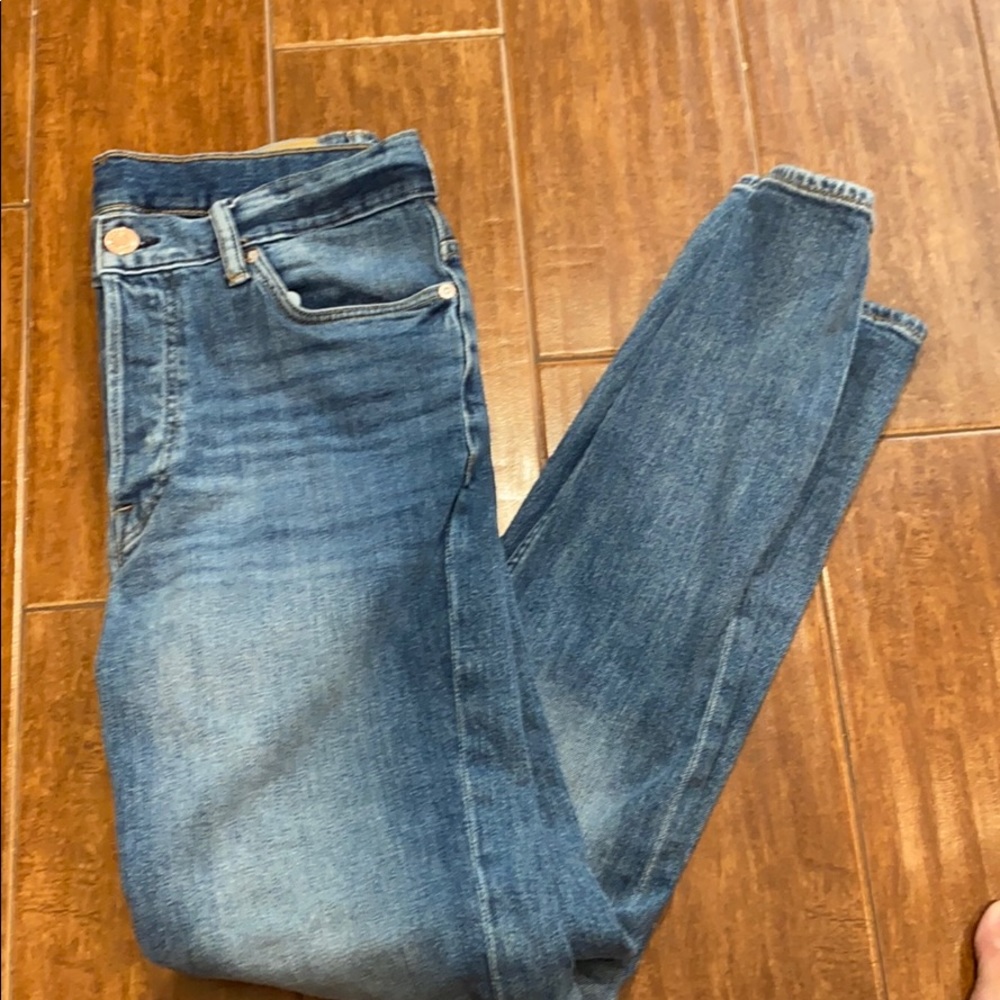 Mens slim skinny jeans button up